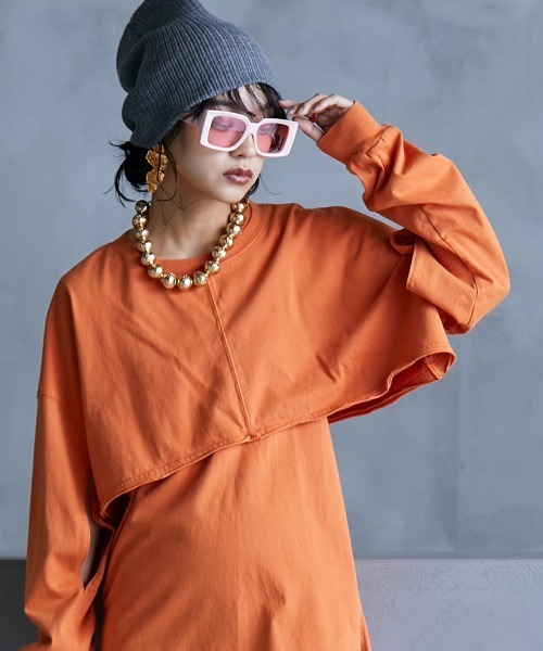 「GEVS.」 半袖Tシャツ 5L オレンジ レディース_画像8