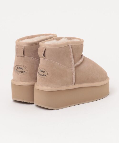 美品　EMU Australia　厚底ベージュスエードショートブーツ EMU Australia（エミュ オーストラリア） ブーツ 「EMU（エミュ