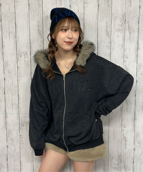 タグ付き COZY WORLDWIDE ファーフードジップパーカー ブラック M COZY FAUX FUR HOODZIP – COZY WORLDWIDE