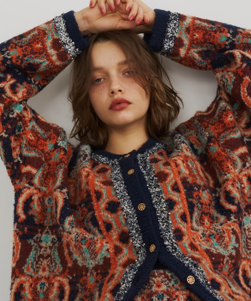 「Unitage」 ニットカーディガン FREE グリーン レディース_画像4