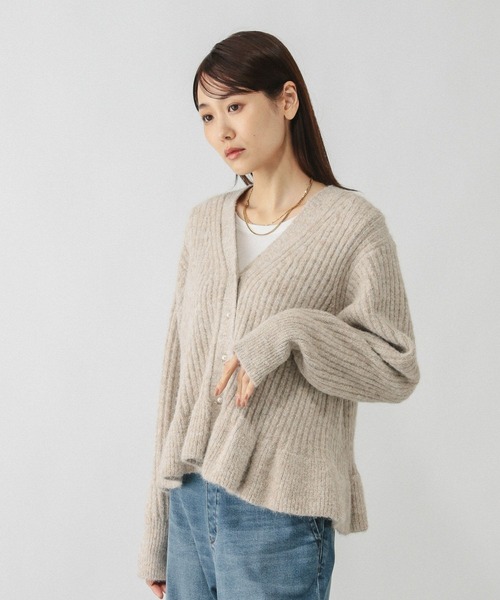「GLOBAL WORK」 ニットカーディガン MEDIUM ワインレッド レディース_画像3