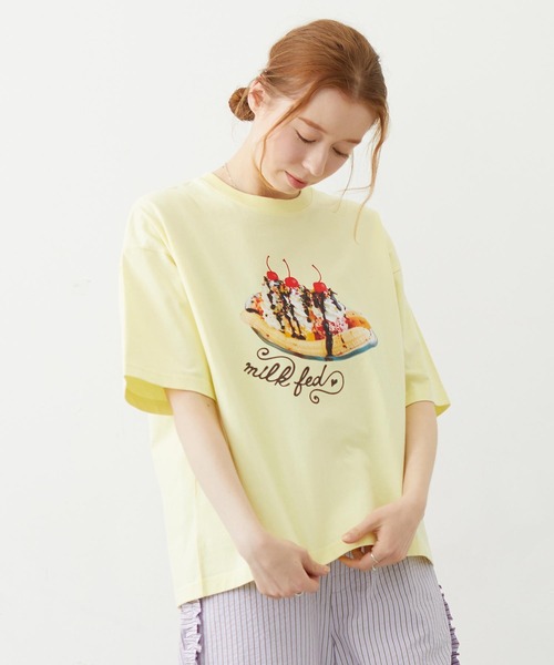 MILKFED.（ミルクフェド） tシャツ 半袖 BANANA SPLIT WIDE S/S TEE