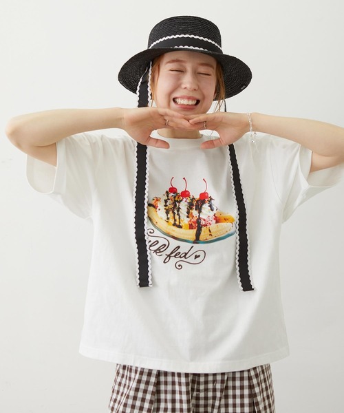 MILKFED.（ミルクフェド） tシャツ 半袖 BANANA SPLIT WIDE S/S TEE