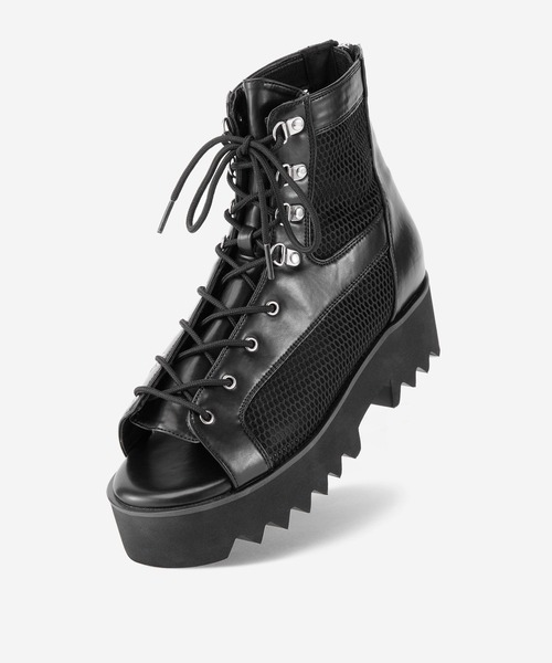 【美品】HARE ハレ メッシュブーサン ブーツ ブラック M厚底シャークソール HARE（ハレ） 厚底 サンダル シャークソールメッシュブーサン(HARE