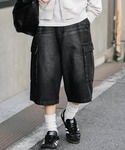 ワイドパンツ ハーフパンツ ジーンズ 短パン ...の詳細画像3