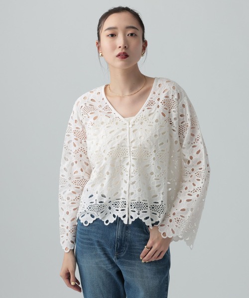 VB❁⃘*.ﾟレースブラウス LEPSIM（レプシィム） ブラウス シャツ 総レースVブラウス 634339