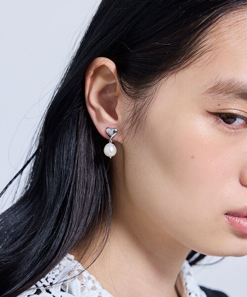 イヤリング FULL HEART EARRINGS 淡水パールイヤリング レディースの画像