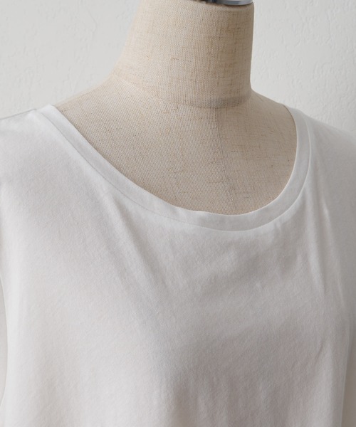 tシャツ レースヘムノースリーブカットソー レディースの画像