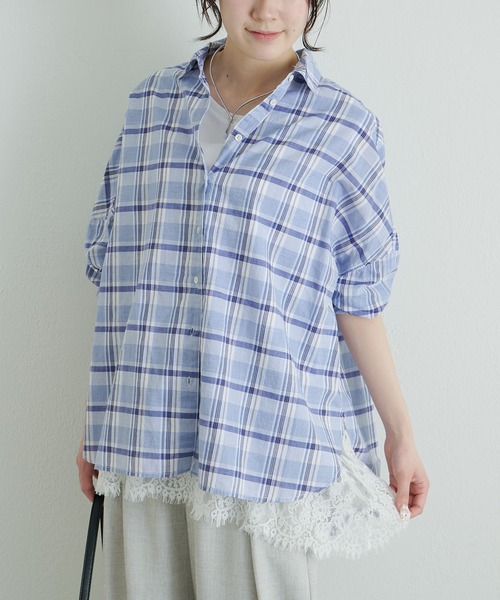 tシャツ レースヘムノースリーブカットソー レディースの画像