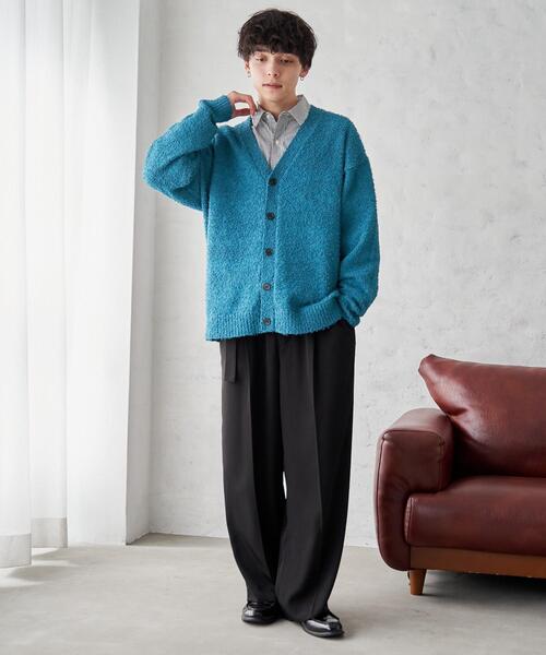 「WEGO」 ニットカーディガン LARGE ブルー メンズ_画像3