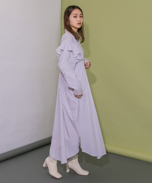 「KBF」 シャツワンピース ONE グレー系その他 レディース_画像3