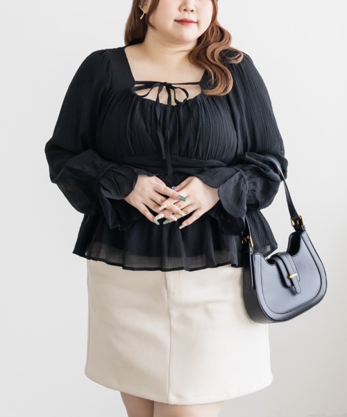 「CLETTE」 長袖シャツ 4L ブラック レディース_画像9