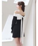 ワンピース サイドビジューレースアップオフショ...の詳細画像1