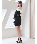 ワンピース サイドビジューレースアップオフショ...の詳細画像5