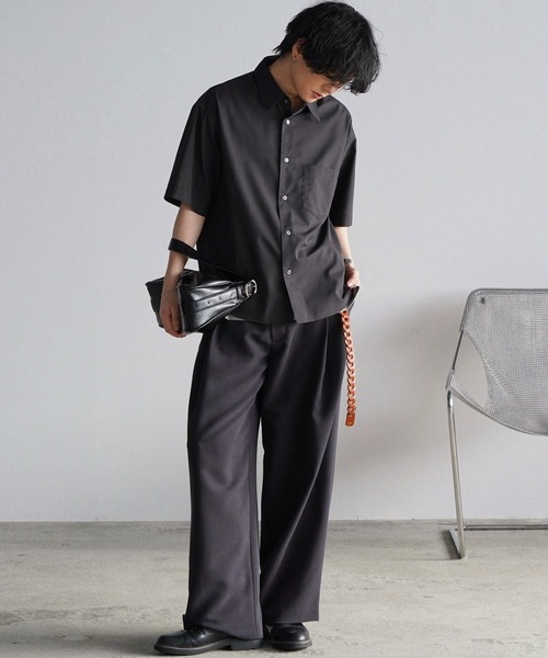 「WYM LIDNM」 半袖シャツ L グレイッシュブルー メンズ_画像8