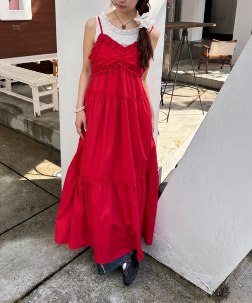 w closet（ダブルクローゼット） ワンピース レース切替キャミ