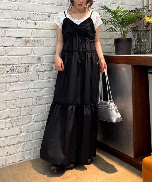 w closet（ダブルクローゼット） ワンピース レース切替キャミ