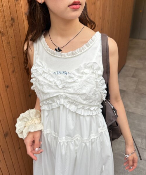 w closet（ダブルクローゼット） ワンピース レース切替キャミ
