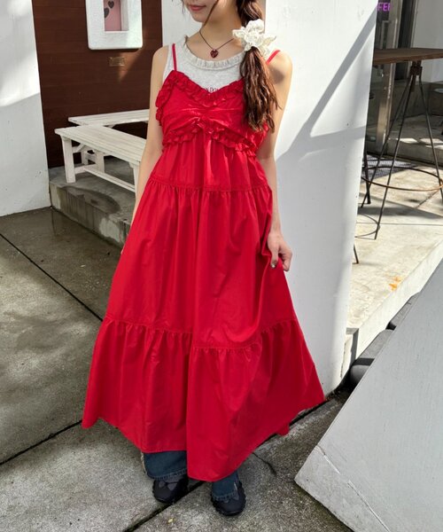 w closet（ダブルクローゼット） ワンピース レース切替キャミ