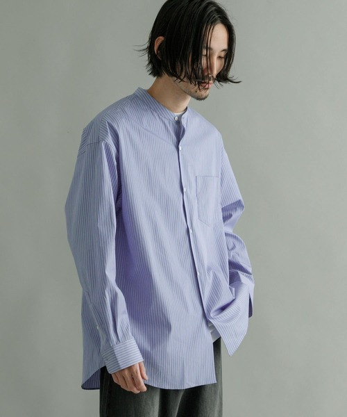 「THOMAS MASON」 長袖シャツ LARGE ロイヤルブルー メンズ_画像4