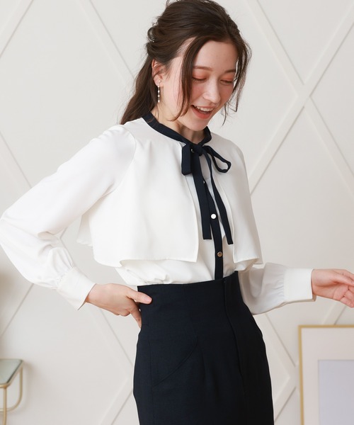 「ASTORIA ODIER」 長袖ブラウス SMALL ネイビー レディース_画像3