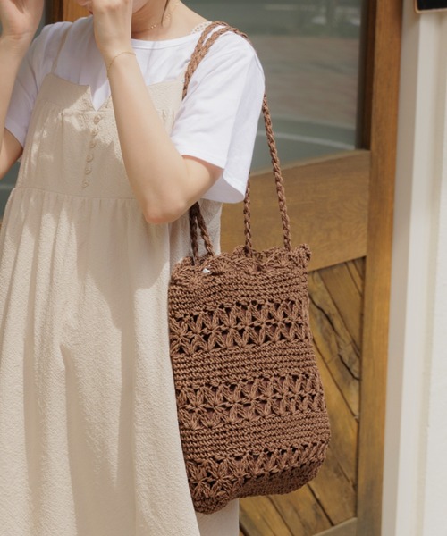 flower かごバッグ カゴバッグ ソフトクロシェトート : ZOZOTOWN Yahoo