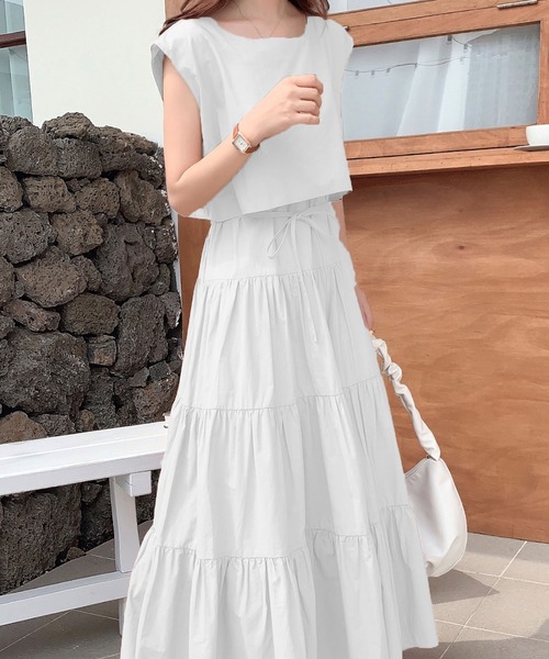 ワンピース 2way セットアップ風 フレンチスリーブ ティアードロングワンピース Zozotown Paypayモール店 通販 Paypayモール