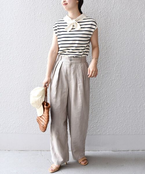 極美品　SHIPS パールモチーフボウタイブラウス　手洗い可能 SHIPS（シップス） ニット *「手洗い可能/UVカット/接触冷感」パール