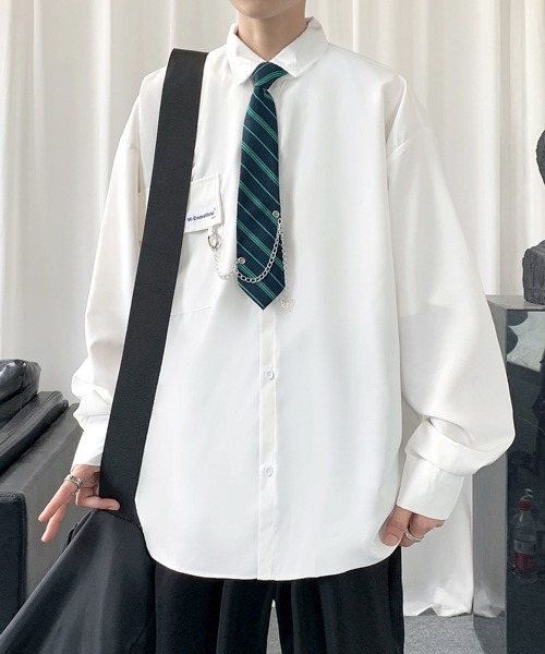 シャツ 「FVLMEN」border tie charm longsleeve shirt/ボーダー