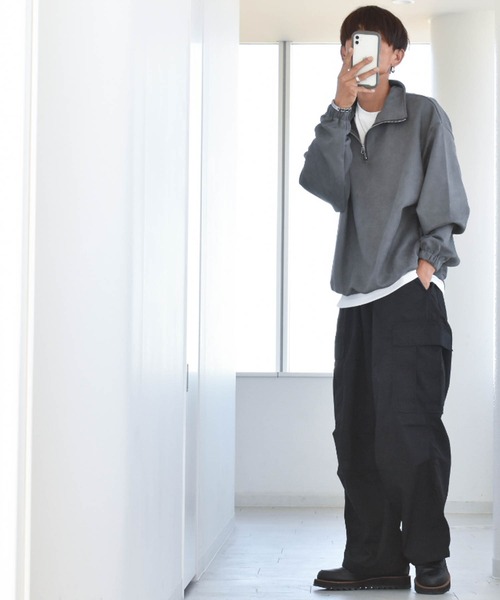 トレーナー スウェット Bandage Bear袖ZIPスウェット レディース メンズ トレーナー スウェット カットスエードポンチ ハーフZIP