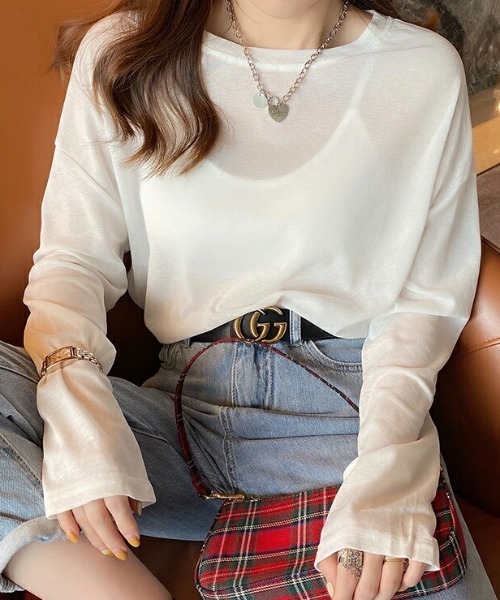 COCOMOMO tシャツ ゆるっと涼し気 シアーロンT シアートップス 長袖
