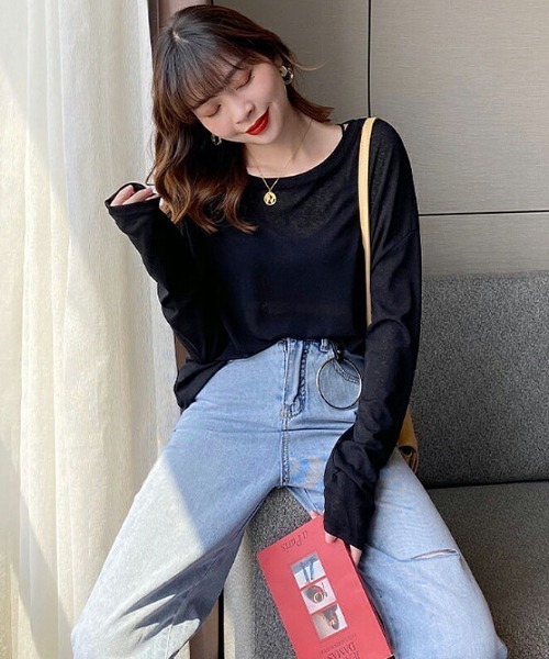 COCOMOMO tシャツ ゆるっと涼し気 シアーロンT シアートップス