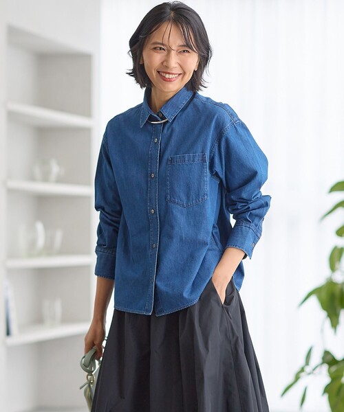 シャツ ブラウス 「Oggi4月号掲載/洗える」23区DENIM ライトダンガリー 