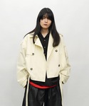 トレンチコート コート クロップド丈 スタンド...の詳細画像1