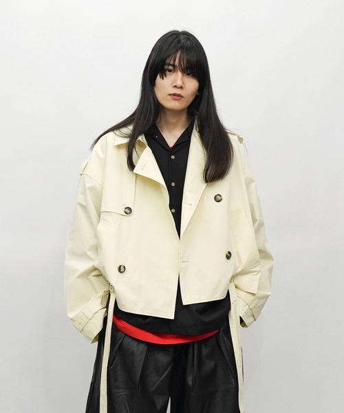 Aphlotus トレンチコート コート クロップド丈 スタンドカラー