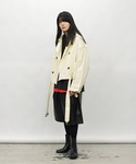 トレンチコート コート クロップド丈 スタンド...の詳細画像2