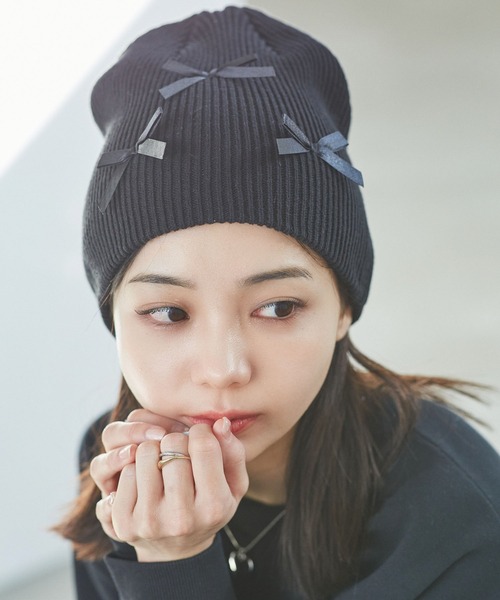 VIS（ビス） ニット帽 ニットキャップ リボンニットキャップ