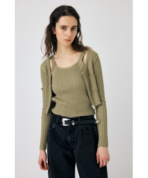 カーディガン RIB KNIT カーディガン ＆ タンクトップ レディース MOUSSY カーディガン ZIP UP RIB KNIT カーディガン＆タンク