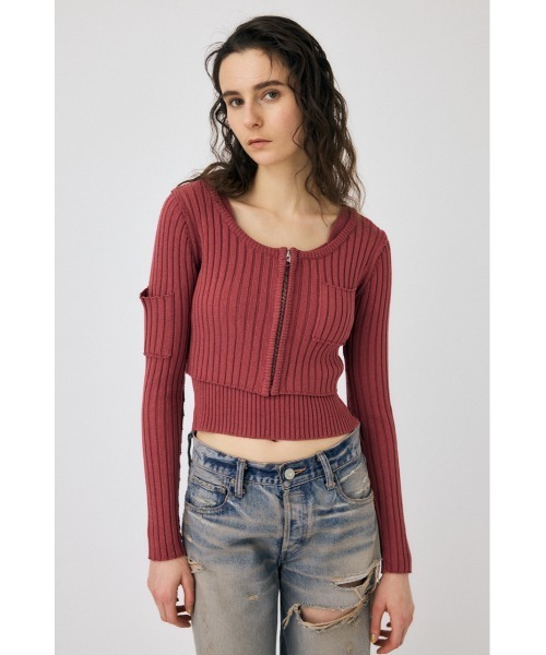 カーディガン RIB KNIT カーディガン ＆ タンクトップ レディース MOUSSY カーディガン ZIP UP RIB KNIT カーディガン＆タンク