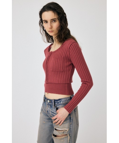 MOUSSY（マウジー） カーディガン ZIP UP RIB KNIT カーディガン