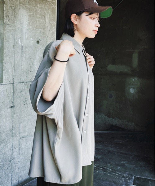 KACCO シャツ 半袖 「ユニセックスアイテム」DRAPE DOLMAN SLEEVE BIG