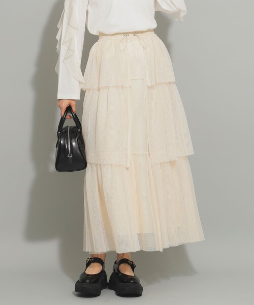 スカート 「crinkle crinkle crinkle」シルクコットンフリルティアード