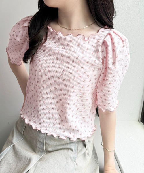 one after another NICE CLAUP tシャツ 半袖 花柄サーマルトップス