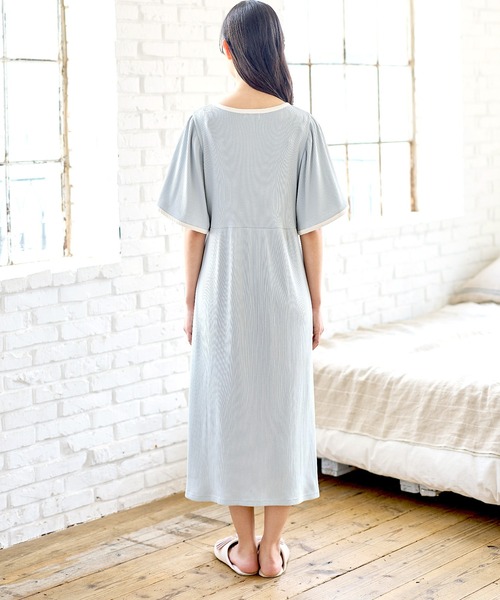 ルームウェア・パジャマ yoccomama Rosemadame（ローズマダム） マタニティ テレコバイカラーネグリジェ