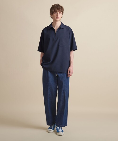 UNITED ARROWS　シアサッカー セットアップ　ネイビー　上M 下L UNITED ARROWS シャツ 「ZOZO限定」シアサッカー ハーフジップ