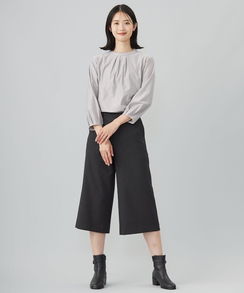tシャツ ストライプジャージー モックネック カットソー レディース tシャツ ストライプジャージー モックネック カットソー