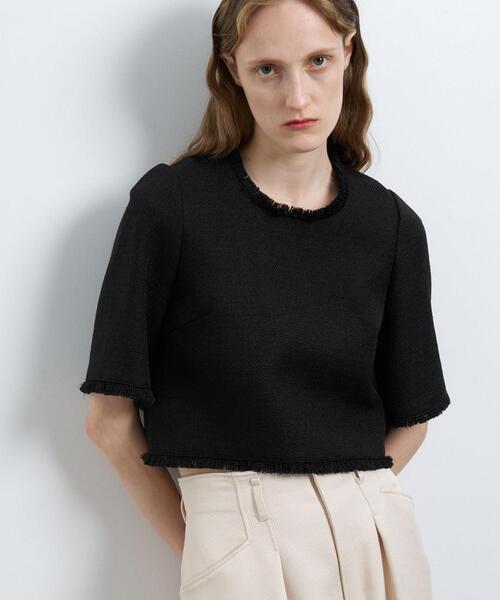 LANVIN en Bleu ブラウス シャツ ツイードプルオーバーショート