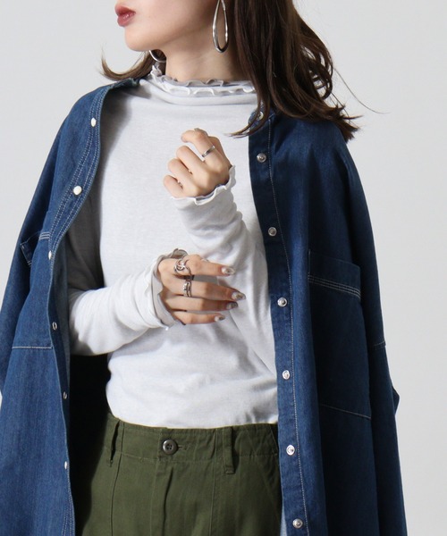 tシャツ BRODIAEA ハイネックメロウプルオーバー　テンセル綿　リバーシブル レディース tシャツ BRODIAEA ハイネックメロウプルオーバー テンセル綿