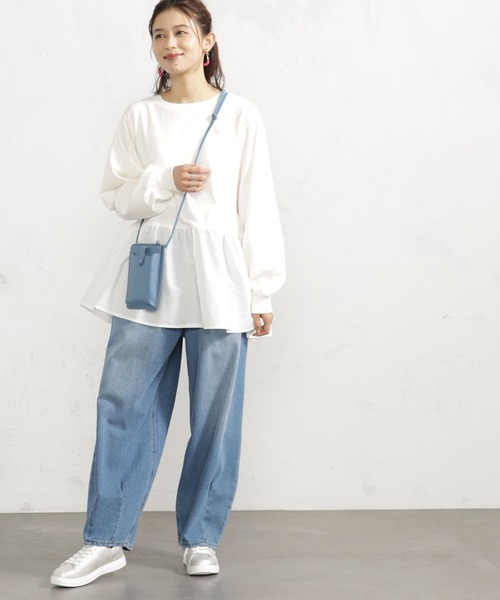 tシャツ 裾切替プルオーバー レディース FOUND GOOD tシャツ 布帛裾切替プルオーバー レディース