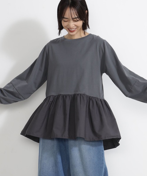 FOUND GOOD tシャツ 布帛裾切替プルオーバー レディース